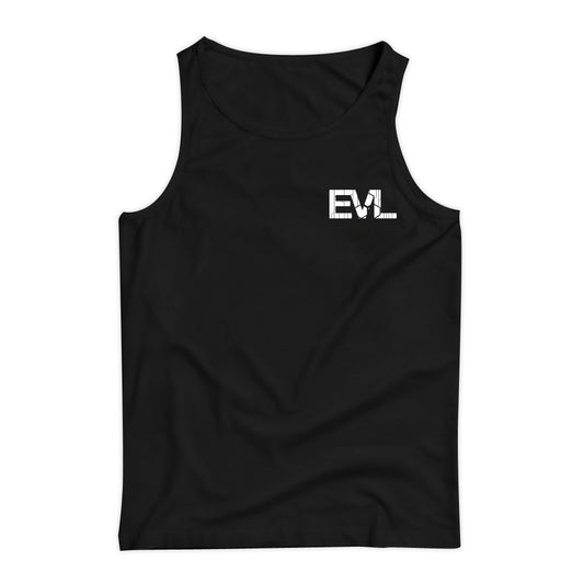 EVL Black Tank Top White Corner Logo