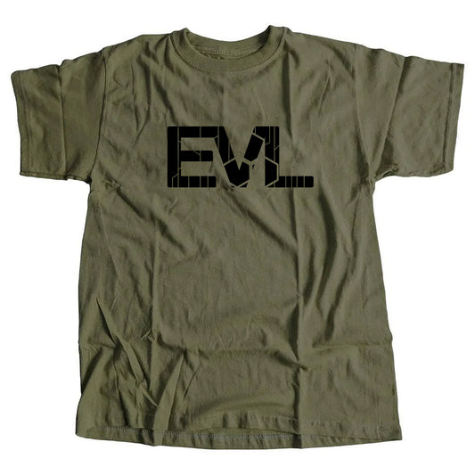 Olive Green EVL T-Shirt with Black Logo